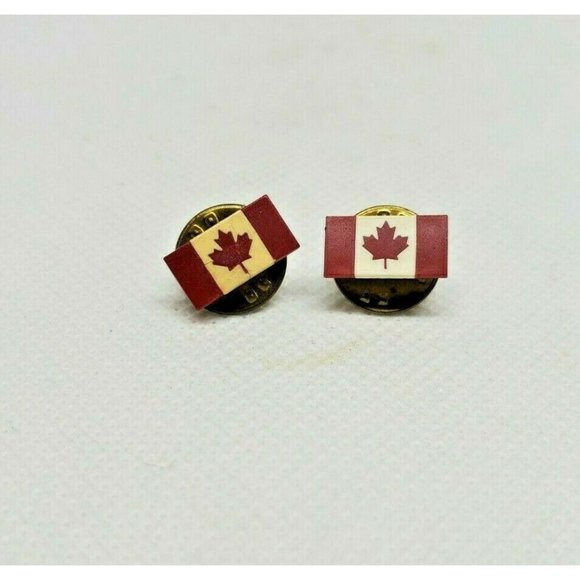 Lot Of 2 Canada Flag Logo Lapel Pin Hat Red White Hat Brooch Collectible - Picture 2 of 6